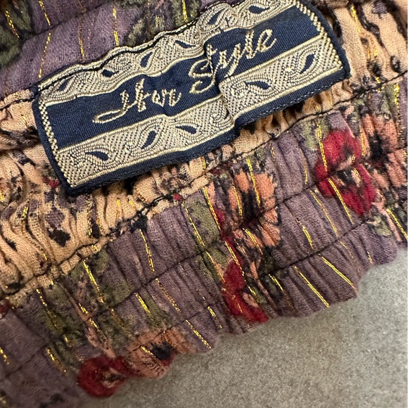 Vintage boho maxi skirt long metallic gold paisley floral red purple black - Picture 4 of 7